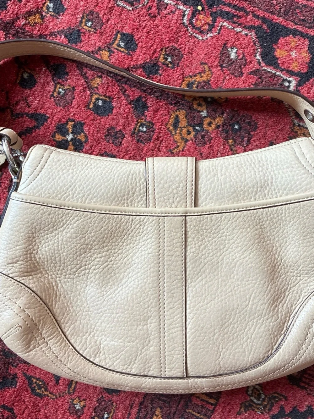 Cream Leather Shoulder Bag